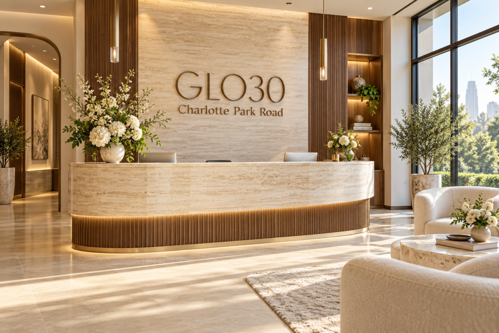 Illustrative lobby concept for GLO30 Charlotte Park Road