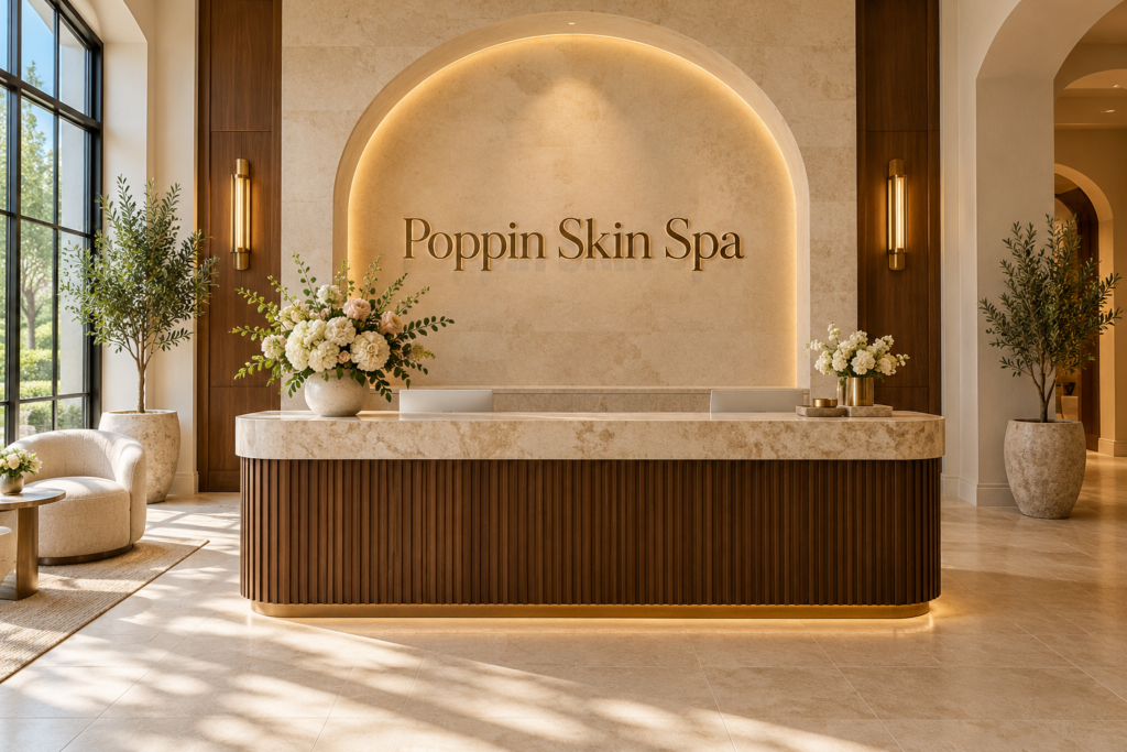 Illustrative lobby concept for Poppin Skin Spa