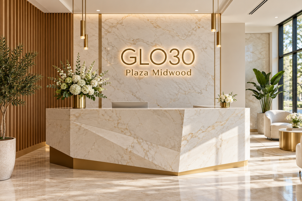 Illustrative lobby concept for GLO30 Plaza Midwood